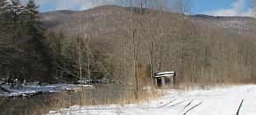 The Elk meandering in the river valley east of Gauley Mountain