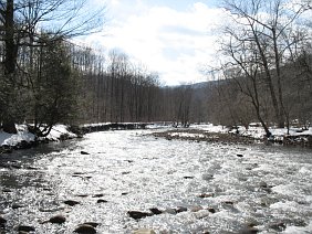 Late afternoon, the sun ignites the glassy river.