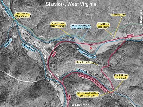 Slatyfork and Sharp Farm (red "X" is the threatened field)